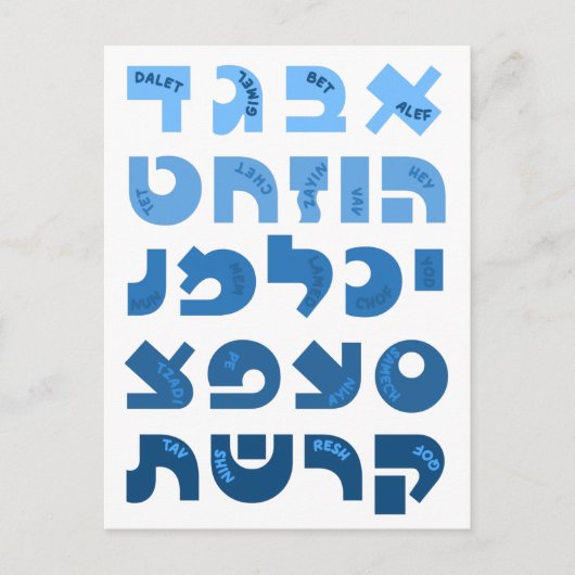 赤ピンクのユダヤ人グラデーションの子供のヘブライ語アレフべット  ポストカード (正面)