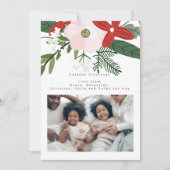 赤ピンクの冬の花のフォトカパーソナライズされたード 招待状 (正面)