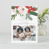 赤ピンクの冬の花のフォトカパーソナライズされたード 招待状 (スタンド正面)