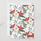 赤ピンクの冬の花のフォトカパーソナライズされたード 招待状 (裏面)