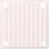 赤ピンクの垂直ストライプパターン ガラスコースター (裏面)