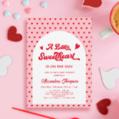赤ピンクの小さな恋人のバレンタインベビーシャワー 招待状
