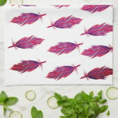 赤ピンクの水の色の羽茶タオル キッチンタオル (折り畳み)