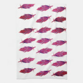 赤ピンクの水の色の羽茶タオル キッチンタオル (縦)