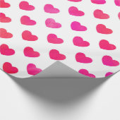 赤ピンクの水カラーハート ラッピングペーパー (角)