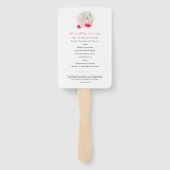 赤ピンクの水色の明るい赤紫色結婚式プログラム ハンドファン (裏面)