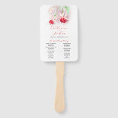 赤ピンクの水色の明るい赤紫色結婚式プログラム ハンドファン (正面)