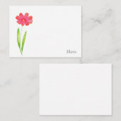 赤ピンクの水色の花 ノートカード (正面/裏面)