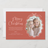 赤ピンクの波状レトロ写真 シーズンカード (正面)