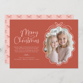 赤ピンクの波状レトロ写真 シーズンカード