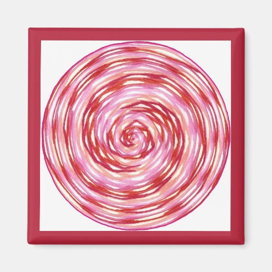 赤ピンクの白いヒーリングホイール マグネット (正面)