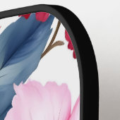 赤ピンクの花の水彩エレガント ピックルボールラケット (左詳細)