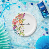 赤ピンクの花の結婚式 ペーパープレート (パーティー)