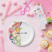 赤ピンクの花の結婚式 ペーパープレート (パーティー)