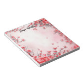 赤ピンクの花バレンタインデー ノートパッド (アングル)