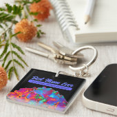 赤ピンクの青い紫のフローラカラフルフローラ キーホルダー (正面右)