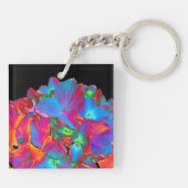 赤ピンクの青い紫のフローラカラフルフローラ キーホルダー (裏面)