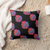 赤ピンクの青い紫のフローラカラフルフローラ クッション (ブランケット)