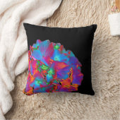 赤ピンクの青い紫のフローラカラフルフローラ クッション (ブランケット)