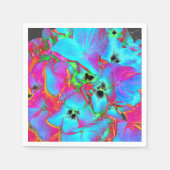 赤ピンクの青い紫のフローラカラフルフローラ スタンダードカクテルナプキン (正面)