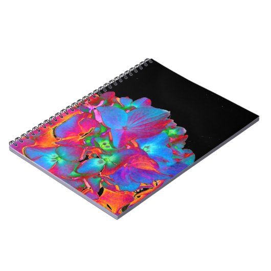 赤ピンクの青い紫のフローラカラフルフローラ ノートブック (左側)