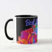 赤ピンクの青い紫のフローラカラフルフローラ マグカップ (左)