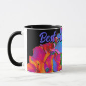 赤ピンクの青い紫のフローラカラフルフローラ マグカップ (左)