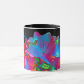 赤ピンクの青い紫のフローラカラフルフローラ マグカップ (中央)