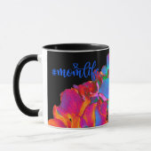 赤ピンクの青い紫のフローラカラフルフローラ マグカップ (左)