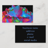 赤ピンクの青い紫のフローラカラフルフローラ 名刺 (正面/裏面)