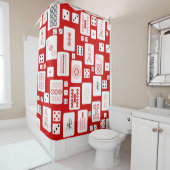 赤ピンクの麻雀タイル中国のアジアのゲーム シャワーカーテン (インサイチュ)