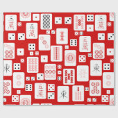 赤ピンクの麻雀タイル中国のアジアのゲーム ラッピングペーパー (フラット)