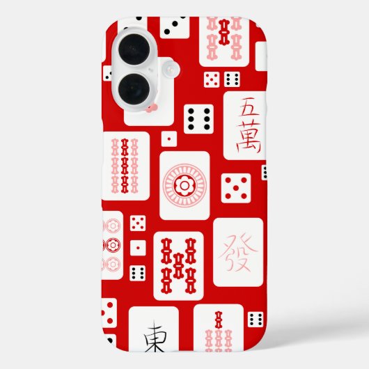 赤ピンクの麻雀タイル中国のアジアのゲーム Case-Mate iPhoneケース (裏面)