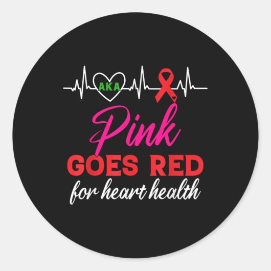 赤ピンクはWのハート健康認識度 ラウンドシール (正面)