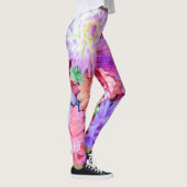 赤ピンクエレガント紫の花束| レギンス (右)