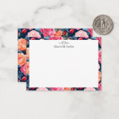 赤ピンクオレンジバラパターン ノートカード (正面/裏面インサイチュ)