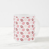 赤ピンクキス私のキス唇バレンタインデーの贈り物 フロストグラスマグカップ (正面右)