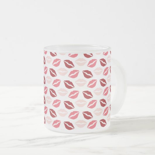 赤ピンクキス私のキス唇バレンタインデーの贈り物 フロストグラスマグカップ (正面右)