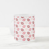 赤ピンクキス私のキス唇バレンタインデーの贈り物 フロストグラスマグカップ (正面左)