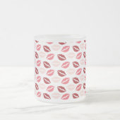 赤ピンクキス私のキス唇バレンタインデーの贈り物 フロストグラスマグカップ (中央)