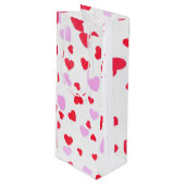 赤ピンクハート ワインギフトバッグ (正面アングル)