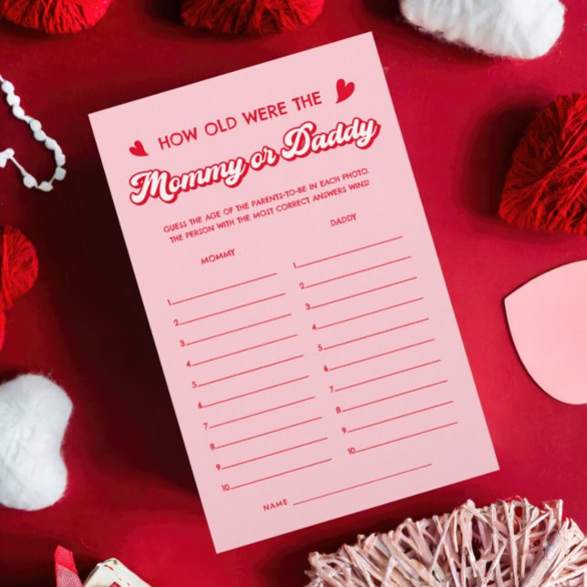 赤ピンクバレンタイン赤ちゃんシャワーゲーム推測年齢 (クリエイターアップロード済み)