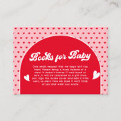 赤ピンクバレンタイン赤ちゃんシャワー本ベビー エンクロージャーカード (正面)