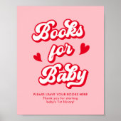 赤ピンクバレンタイン赤ちゃんシャワー本ベビー ポスター (正面)