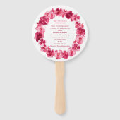 赤ピンクパンジー水彩結婚式プログラム ハンドファン (裏面)