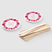 赤ピンクパンジー水彩結婚式プログラム ハンドファン (組立なし)