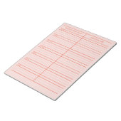 赤ピンクパーソナライズされた色の食事プランナー食料品一覧 ノートパッド (アングル)