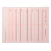 赤ピンクパーソナライズされた色の食事プランナー食料品一覧 ノートパッド (正面)