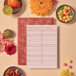 赤ピンクパーソナライズされた色の食事プランナー食料品一覧 ノートパッド