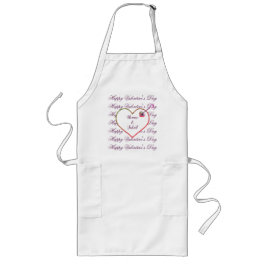赤ピンクパープルハートかわいいモダンバレンタインデー ロングエプロン